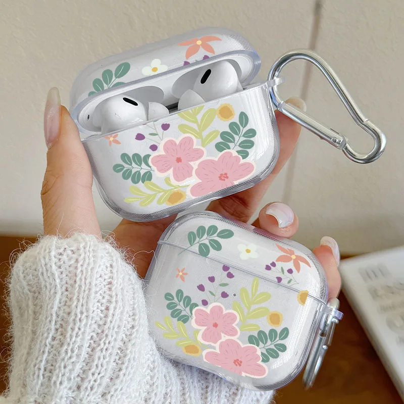 

Wireless Bluetooth Case for AirPods1/2 AirPods3 AirPods4 AirPods Pro and Pro2 TPU Flower Pattern Earphone Cover