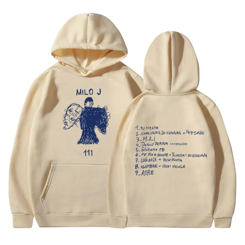 Rapper Milo J Hoodies 111 Álbum Merch Moletons Homens Mulheres Moda Hip Hop Vintage Manga Longa Pulôveres Fãs Presente Streetwear