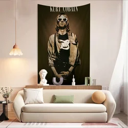 Hot N-Nirvana-K-Kurt Cobain Anime Tapestry Hanging Tarot Hippie Wall Rugs Dorm Home Decor