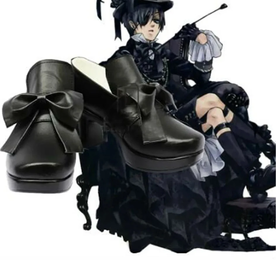 

Anime Black Butler Ciel Phantomhive Custom Made Cosplay Shoes Boots Christmas Halloween Props