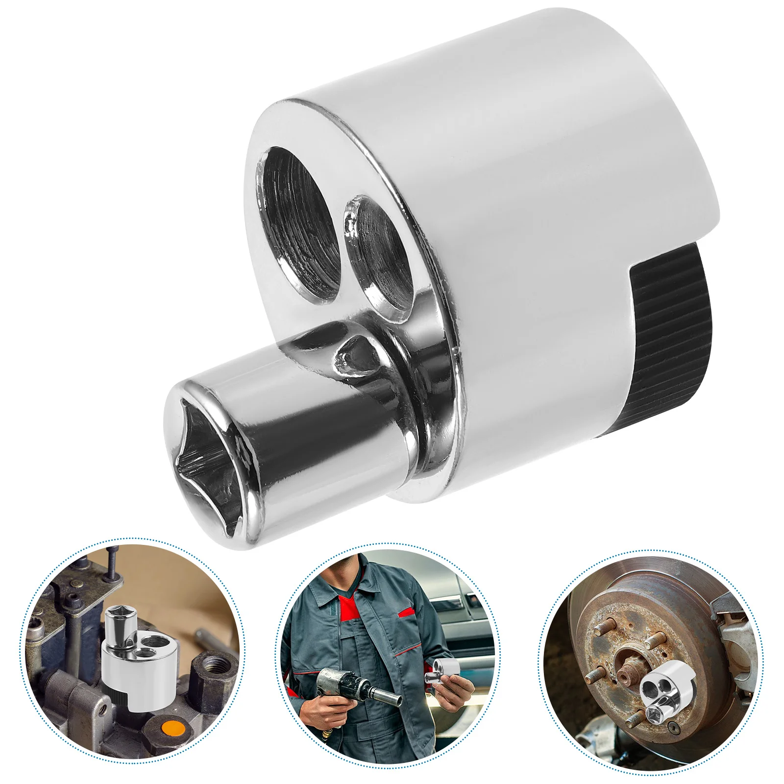 

Carbon Steel Extractor Remover Drive Wrench Tool Chrome Polished Surface Three Hole Base Manual Use Small Space