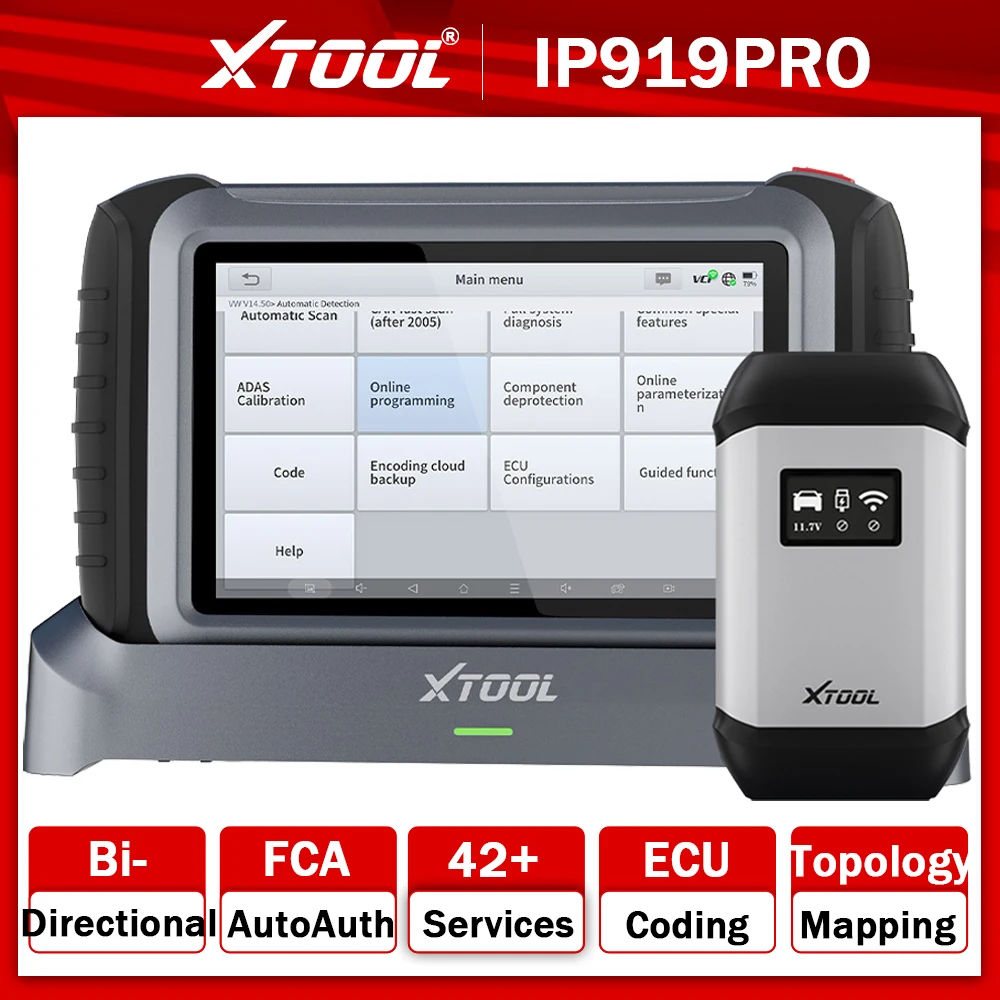 

XTOOL InPlus IP919PRO Автомобильный инструмент OBD2 Диагностический сканер OE-уровня Топология Карта Активный тест Программирование кодирования ECU CANFD DoIP FCA