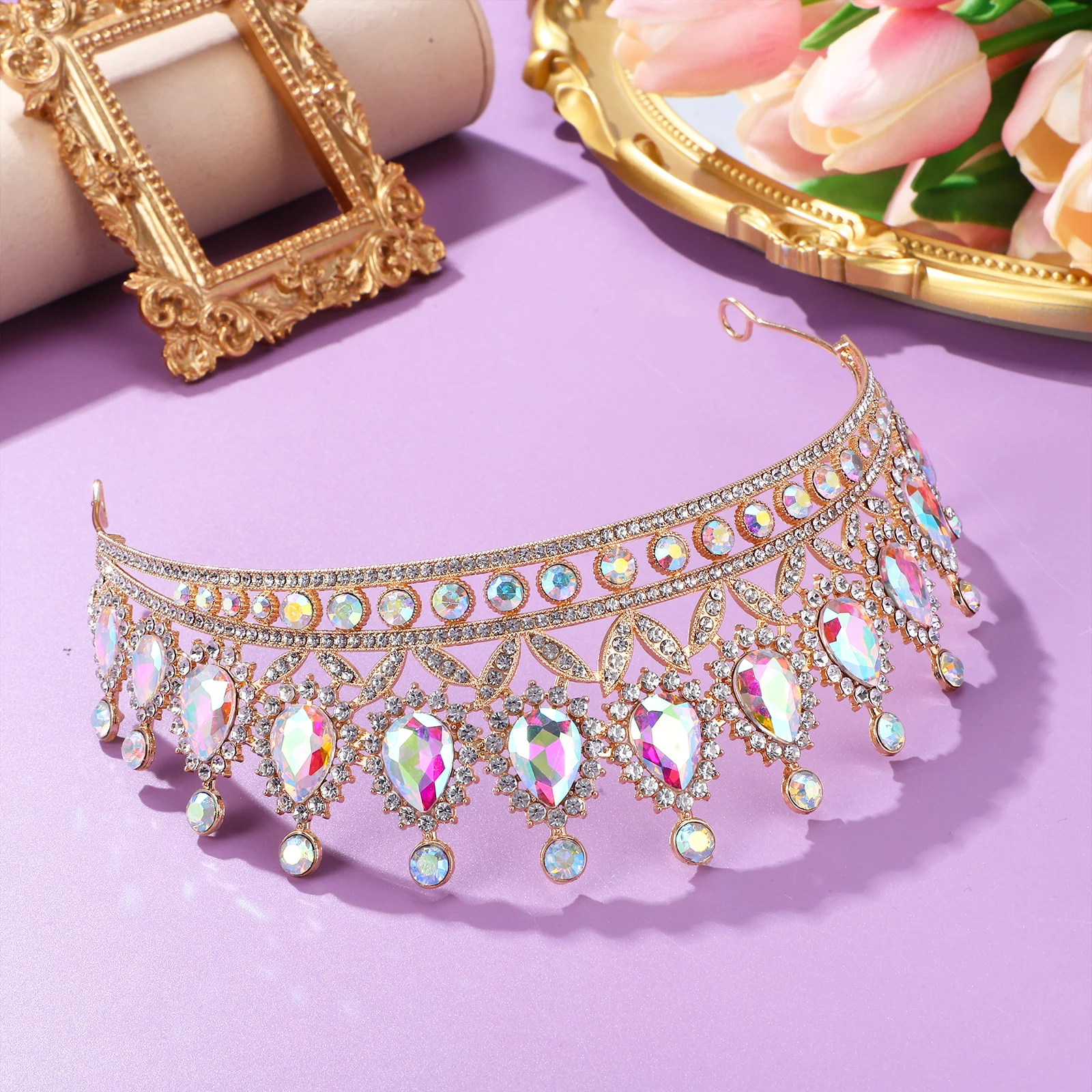 

Baroque Crown Tiara Bridal Rhinestone Headpiece For Women Birthday Party Prom Homecoming Tiara Accessories Decorative