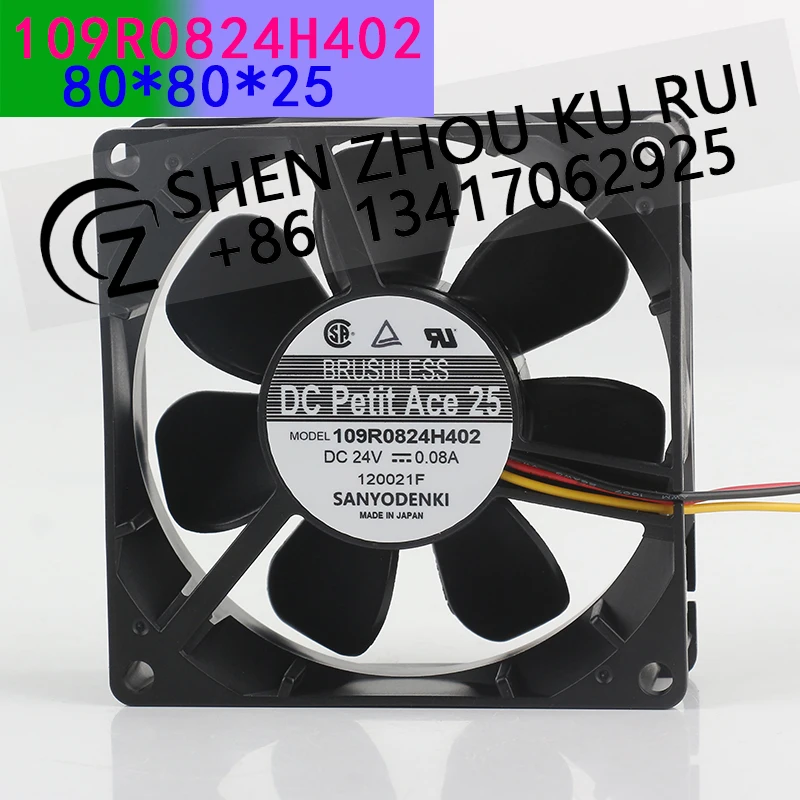 

Sanyo 24 В 0,08 А 8025 80X80X25 мм 8 см двойной шарикоподшипник инвертор трехпроводной осевой поток 109R0824H402 охлаждающий вентилятор