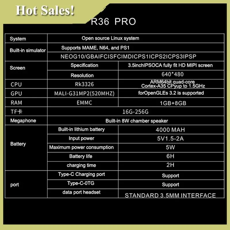 

-ABGQ R36PRO Handheld Retro Game Console 128GB 3.5Inch HD Screen Portable Pocket Video Player Supports 30+ Emulators