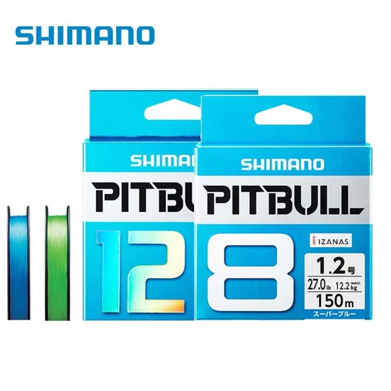 100% Original SHIMANO Fishing Line PITBULL X8 X12 150M 200M Green Blue Braided Wire PE Material Multifilament Fishing Line