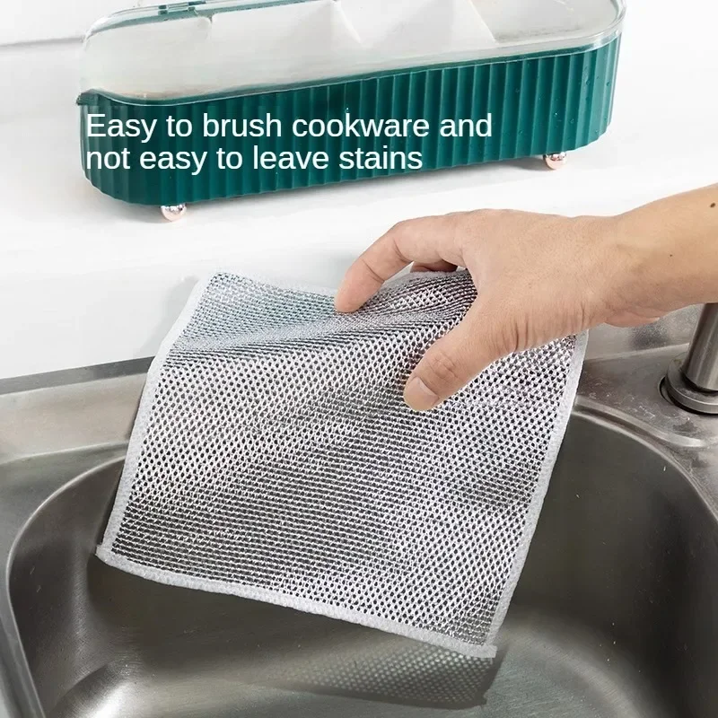 Kitchen Accessory Kitchens Accessories Steel Wire Daily Cleaning Cloth Brush Washing Dishes Supplies Tools Wet and Dry Dishcloth