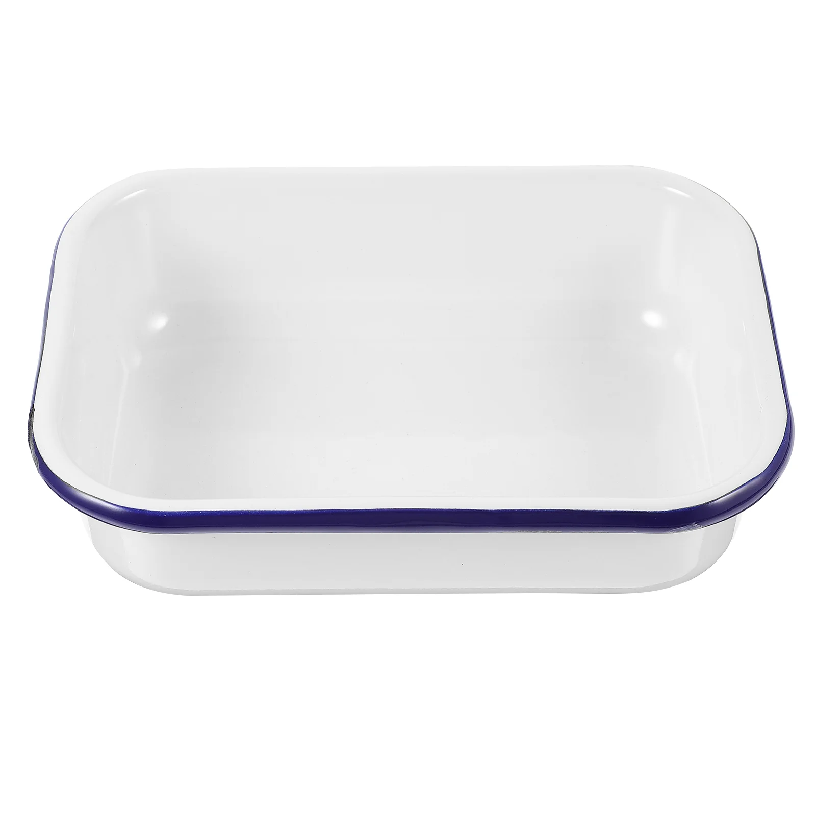 Enamel Baking Pan Enamelware Roasting Pan Multifunctional Cake Pan Enamel Steel Baking Dish Lasagna Pan Rectangular Serving Tray