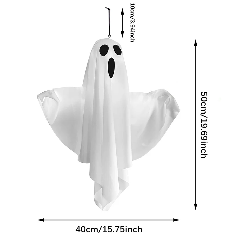 Halloween Hanging Light Up Ghost Lamp, Battery Operated LED Fabric Ghost Light Decor, Spooky Hanging Ghost Ornament for Bedroom view 5
