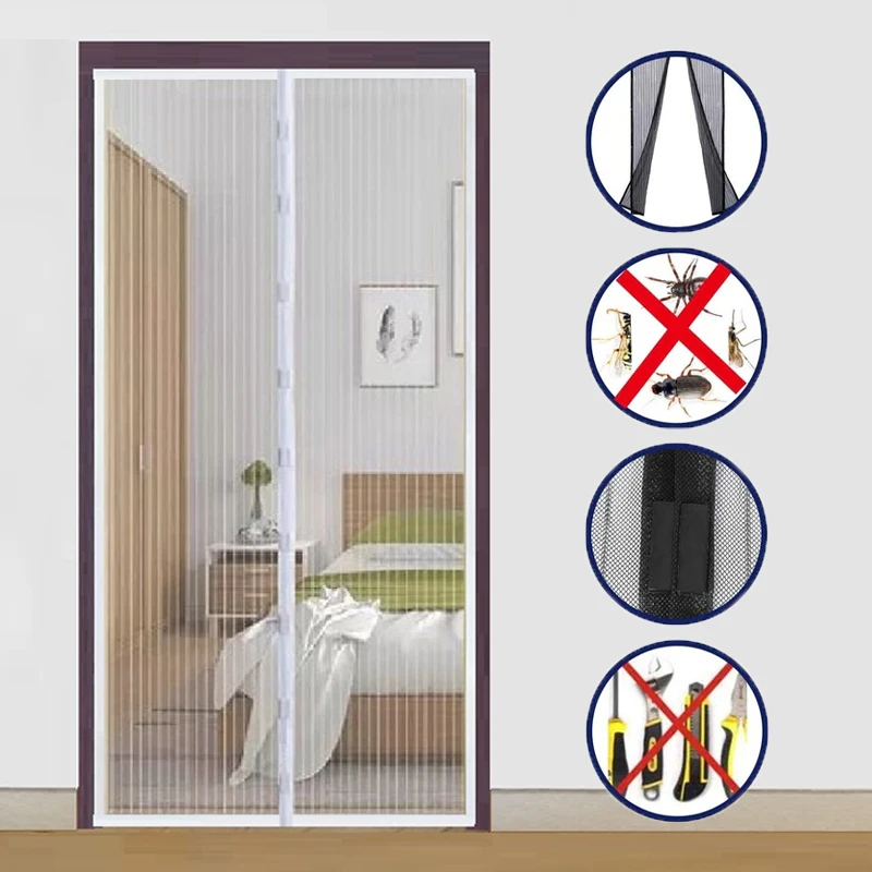 Hands-free Summer Magnetic Mosquito Net Door Screen Mesh Automatic Closing Anti Mosquito Insect Fly Bug Door Kitchen Curtain