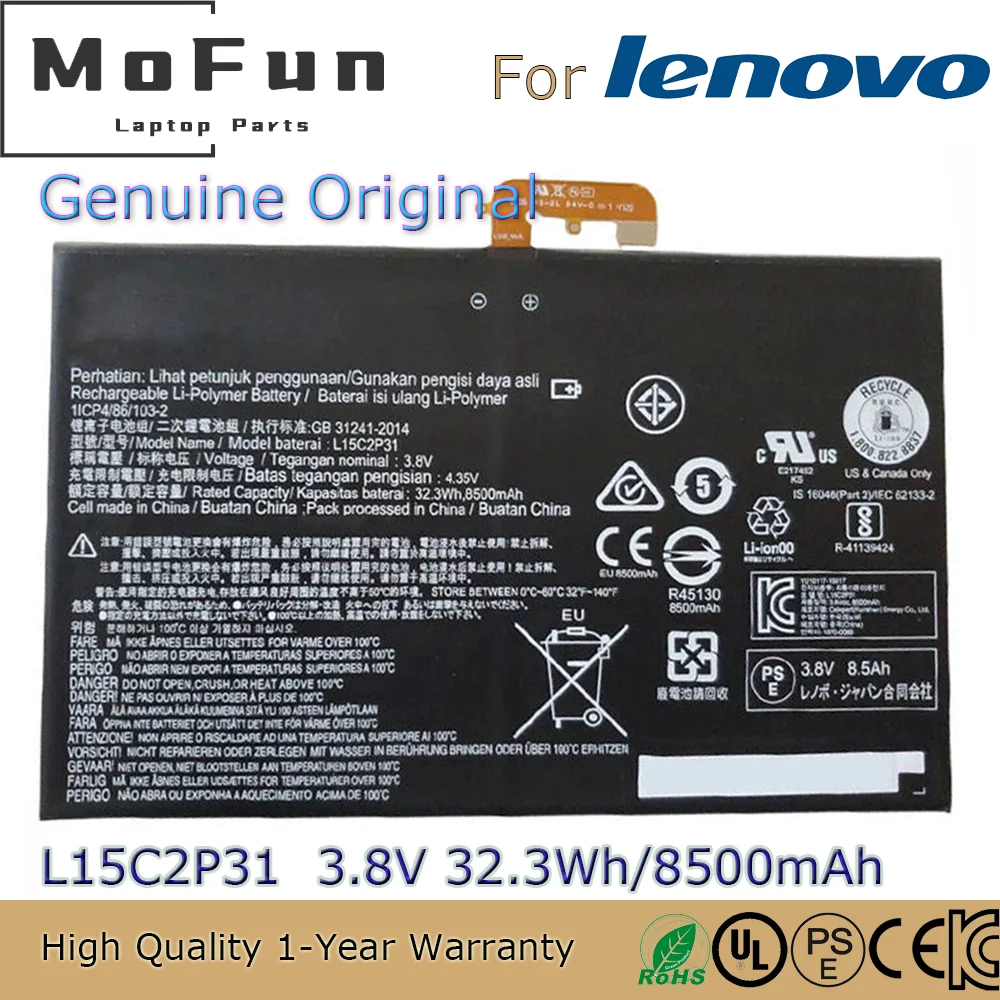 Brand New Original L15C2P31 3.8V 32.3Wh Laptop Battery for Lenovo Yoga Book YB1-X91F X91L X91X YB1-X90F YB1-X90L SB18C04740