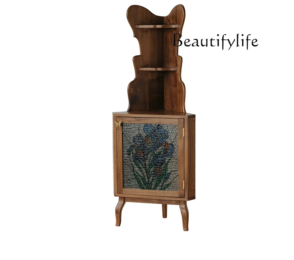 

Fashion Black walnut solid wood retro locker living room corner floor-to-ceiling home designer high-end