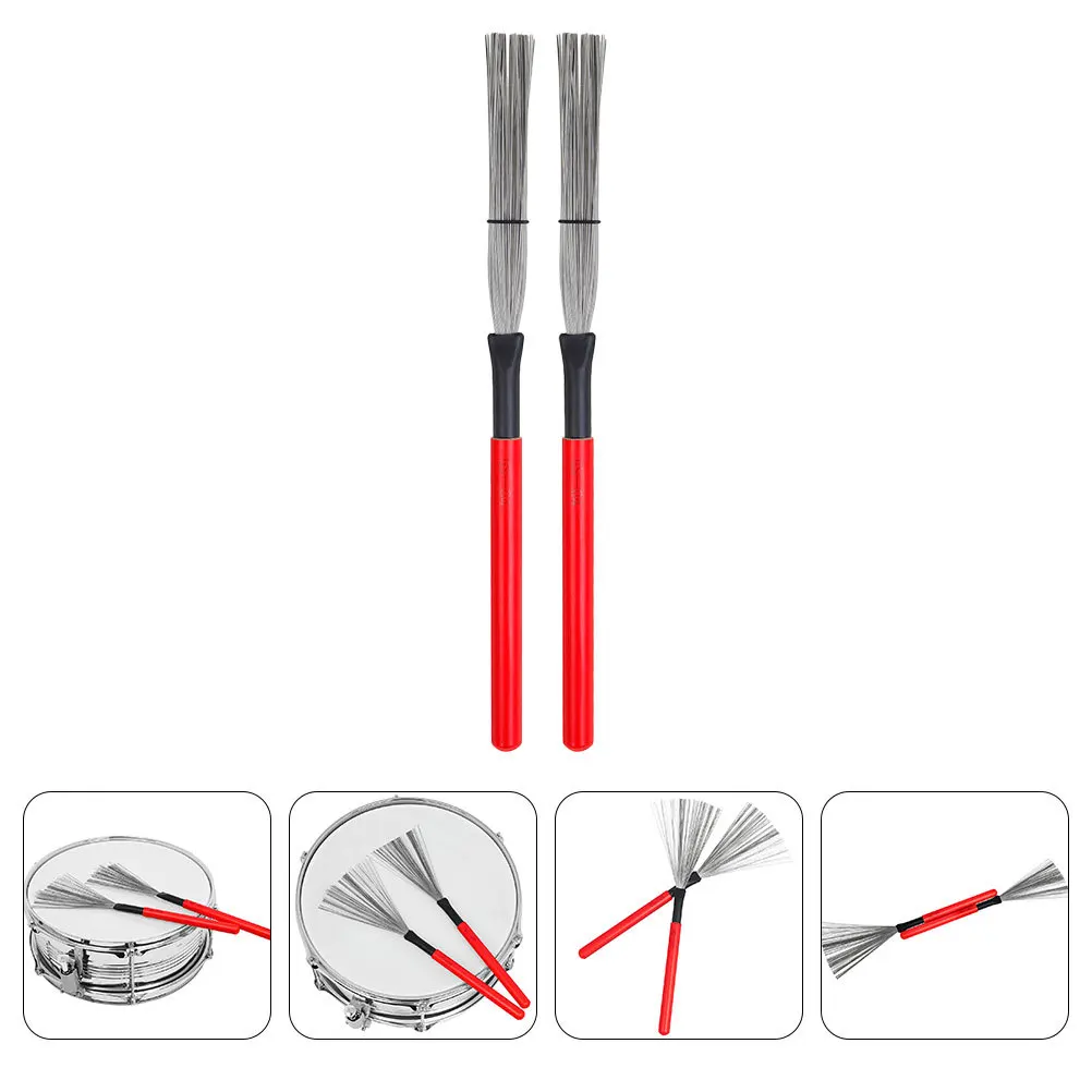 

2 Pcs Wire Brush Drum Burnishing Wirebrushes Steel Accessories with Handle Red Jazz