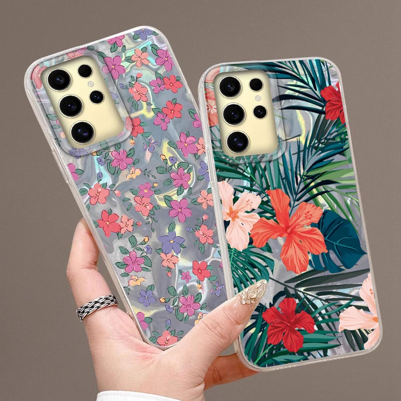 Zomer Kleurrijke Bloem Telefoon Case Voor Samsung Galaxy S21 S22 S23 S24 S25 Plus FE Ultra Vlinder Dier Cover vrouwen Leuke Funda