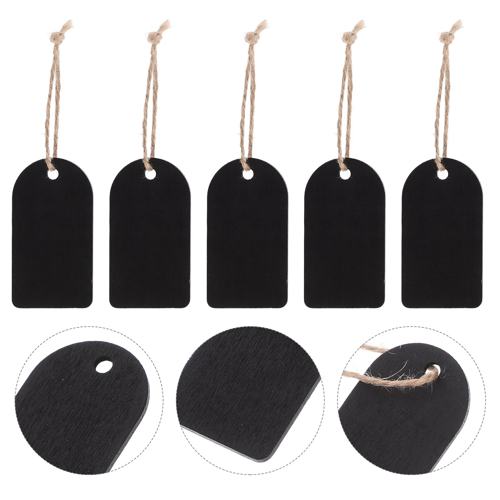 

50Sets Double-Sided Mini Blackboard Hanging Wooden Tags Writable Price Labels for Jewelry Clothing Store Display Sale
