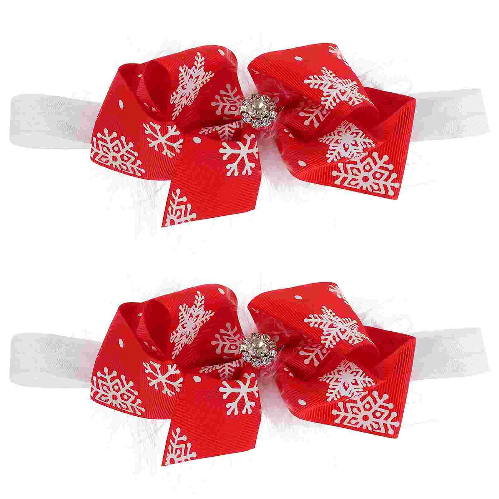 

2 Pcs Kids Christmas Headband Cute Bow Hair Ornament Xmas Infant Headdress Accessories Fabric Girls Toddler