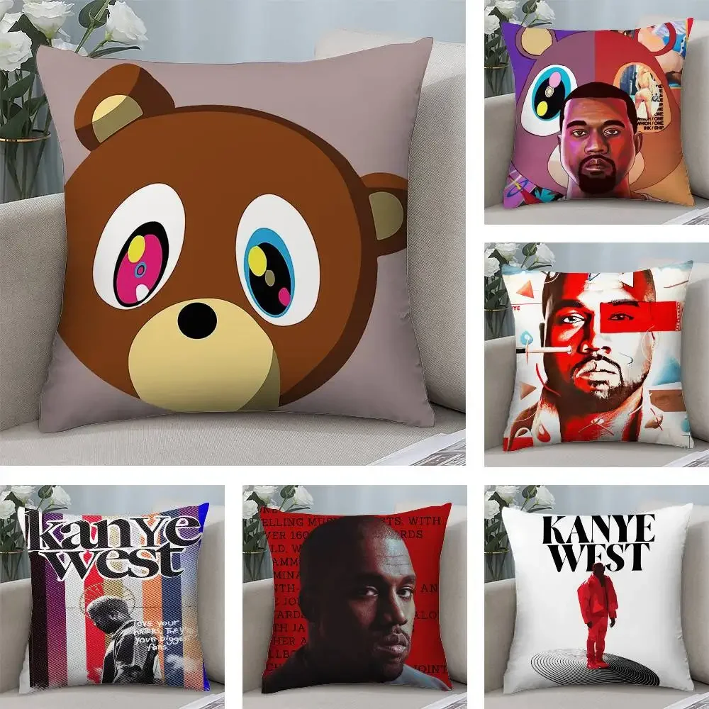 Rapper K-Kanye W-West Pillow Case Short plush Double-sided Print Square Throw Pillow Covers Sofa Home Cushion Decor