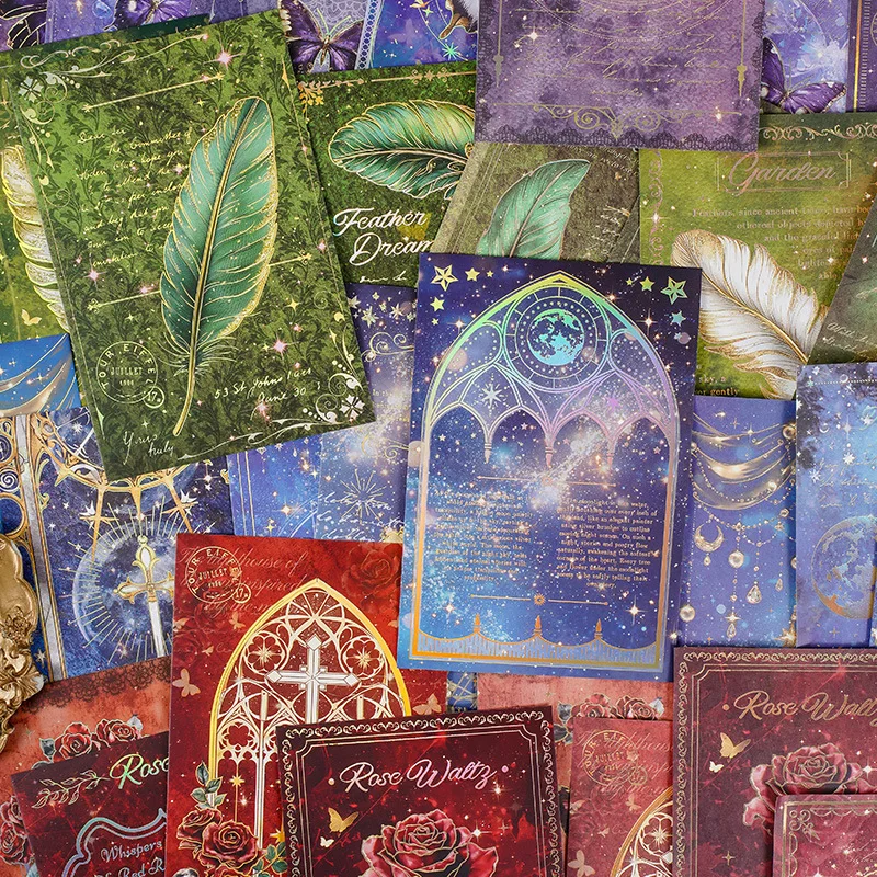18 ورقة/حزمة البرنز حلم سر سلسلة غير المرغوب فيه مجلة المواد ورقة الظلام ماجيك سكرابوكينغ خلفية الزخرفية الكولاج #3