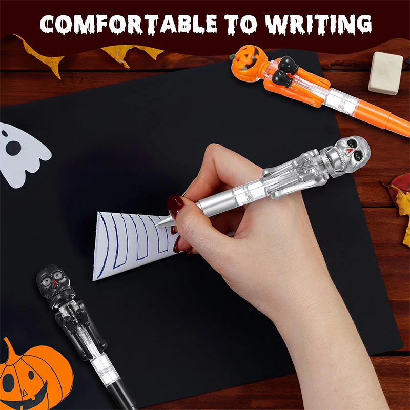 Imagem -03 - Iluminado Pumpkin Boxing Ballpoint Pen Prêmios Infantis Estudantes Decompression Papelaria Presentes de Halloween 10 Pcs