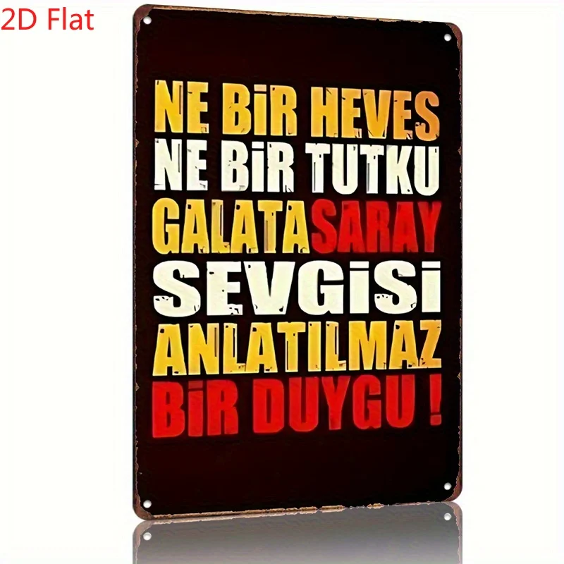 2D Flat-1-Piece Galatasaray Passion Metal Sign-Retro Football Team Inspirational Quotes,20.32cmx30.48cm,Country Style Wall Decor