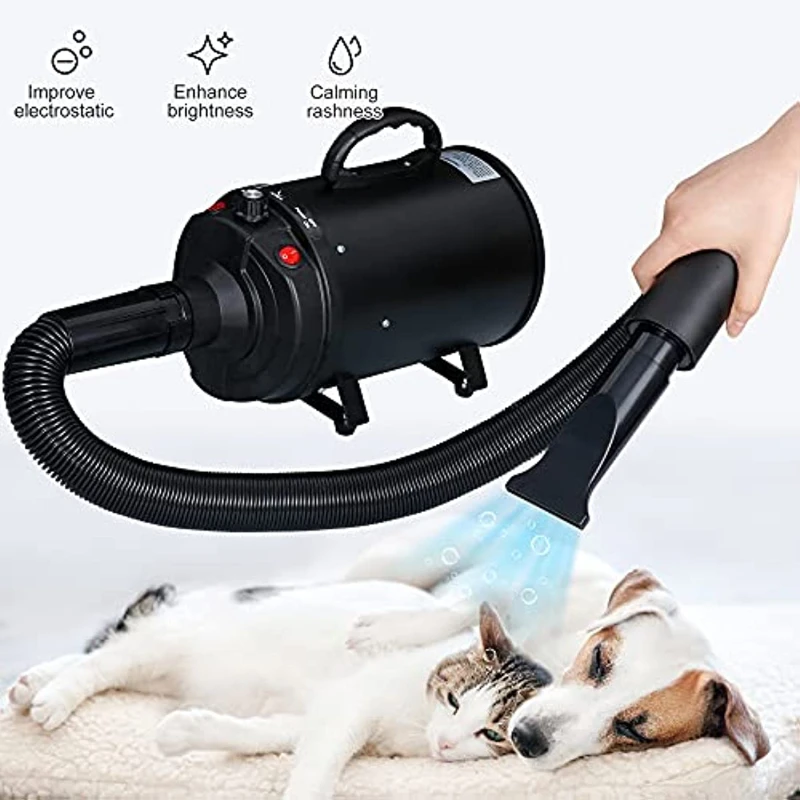 Dog Dryer High Velocity Pet Dog Hair Dryer Golden Hair Stepless Adjustable Speed Dog Cat Grooming Blow Dryer with Heater