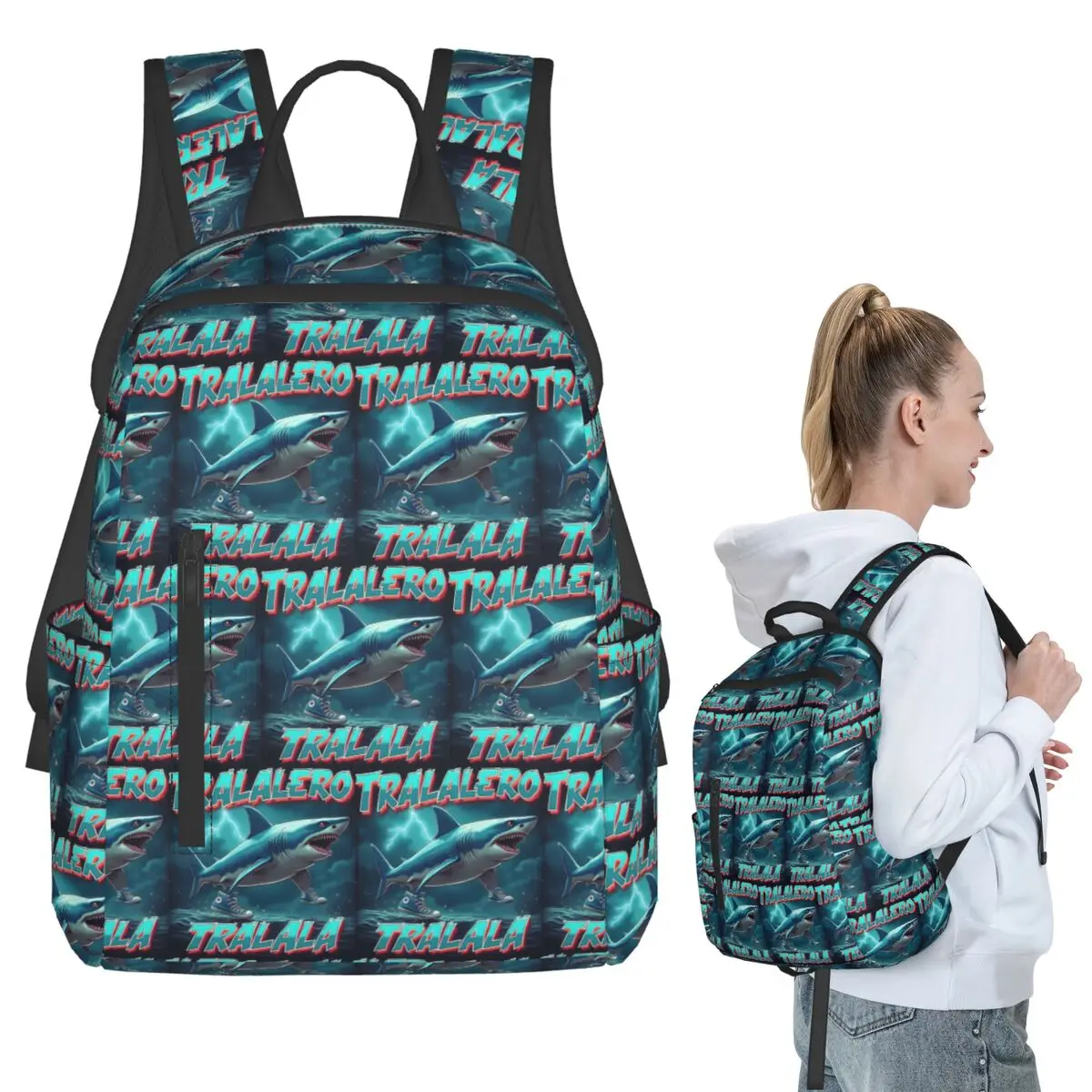 

Tralalero Tralala Bootleg Brainrot Backpack Student BookBag Kids School Bag Computer Shoulder Bags Men Women