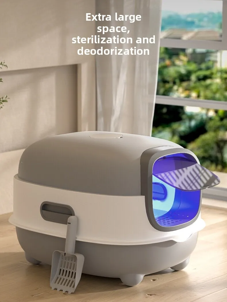 صندوق نفايات كبير الحجم من Lanswood، مرحاض ماين كون، غلاف كامل للتحكم في الرائحة، حمام مرحاض للحيوانات الأليفة #1