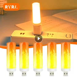 USB LED Flame Effect Light USB Atmosphere Light LED Dynamic Flame Candle Bulb Lights for Indoor Outdoor Camping Home Party Decor