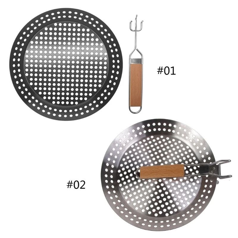 Round Multi-purpose Hole BBQ Tray Frypan Perforated Grill Tray for Grill Party new arrival