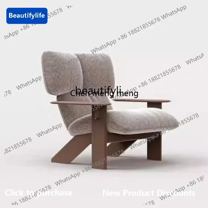 

183Italian style, solid wood living room single sofa, leisure, hotel balcony recliner armchairQ