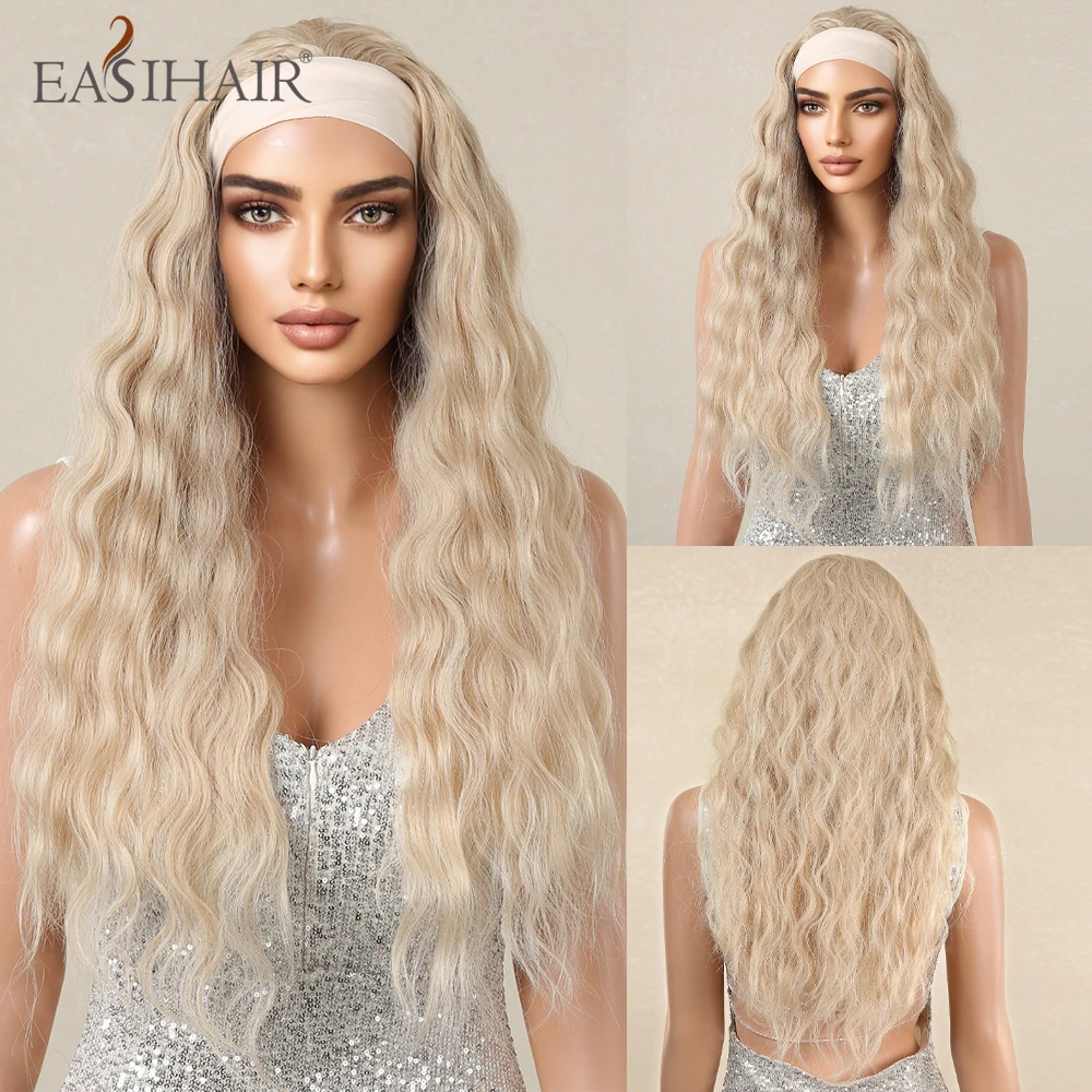 Women's Natural Wavy Brown Highlight Headband Wig