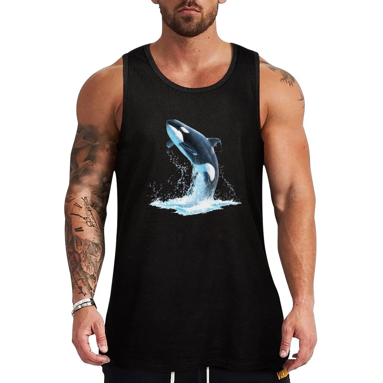 Orca Whale Tank Top gym clothes for man gym clothes men Japanese t-shirt