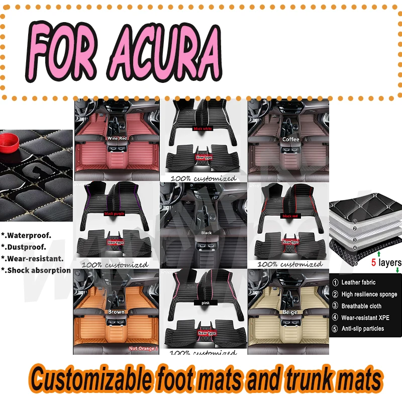 LUXURY Car Floor Mats For MDX RDX ZDX RL TL CDX cc TLX TSX RSX NSX ILX Legend Integra RLX Astra CL RSX MDX floor mat