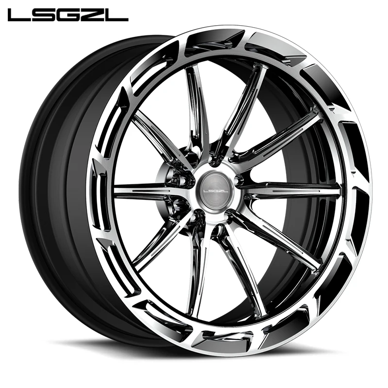20 Inch Polished Glossy 2 Piece Forged Rim Fashion Stylish Custom Durable Passenger Car Auto Wheel Modification Replacement Acce