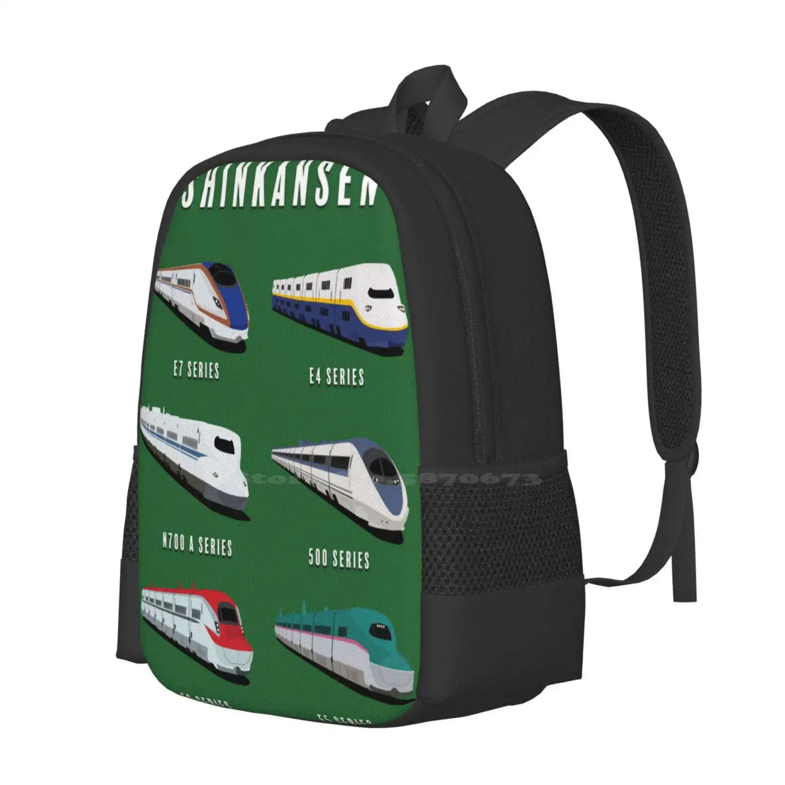 Japanese Shinkansen Bullet Trains Artwork Hot Sale Schoolbag Backpack Fashion Bags Shinkansen E7 Bullet Train Tokyo E7