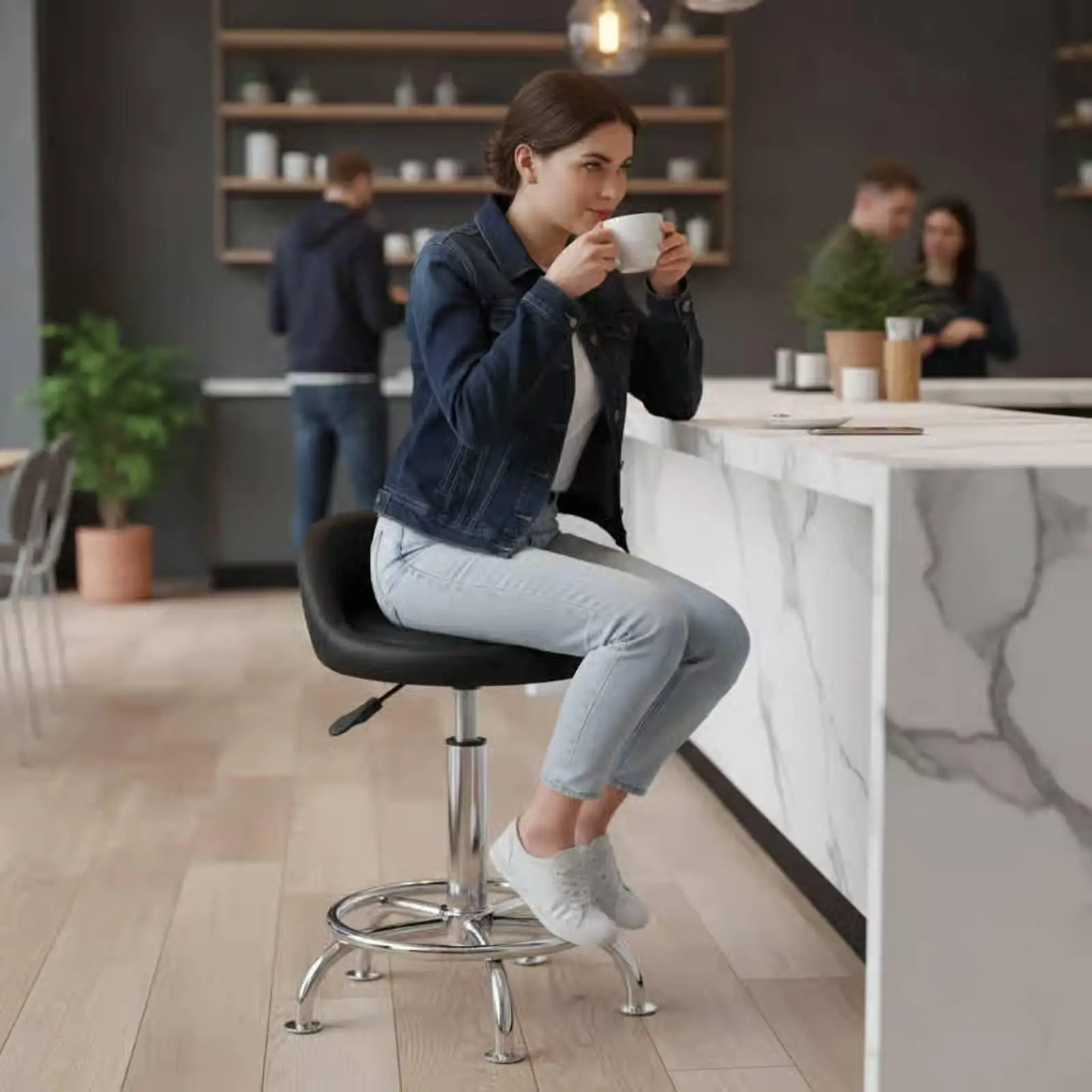 Premium Synthetic Leather Bar Seat Replacement Cushion Universal Fit for Office Swivel Chairs and Bar Stools with Standard Screw