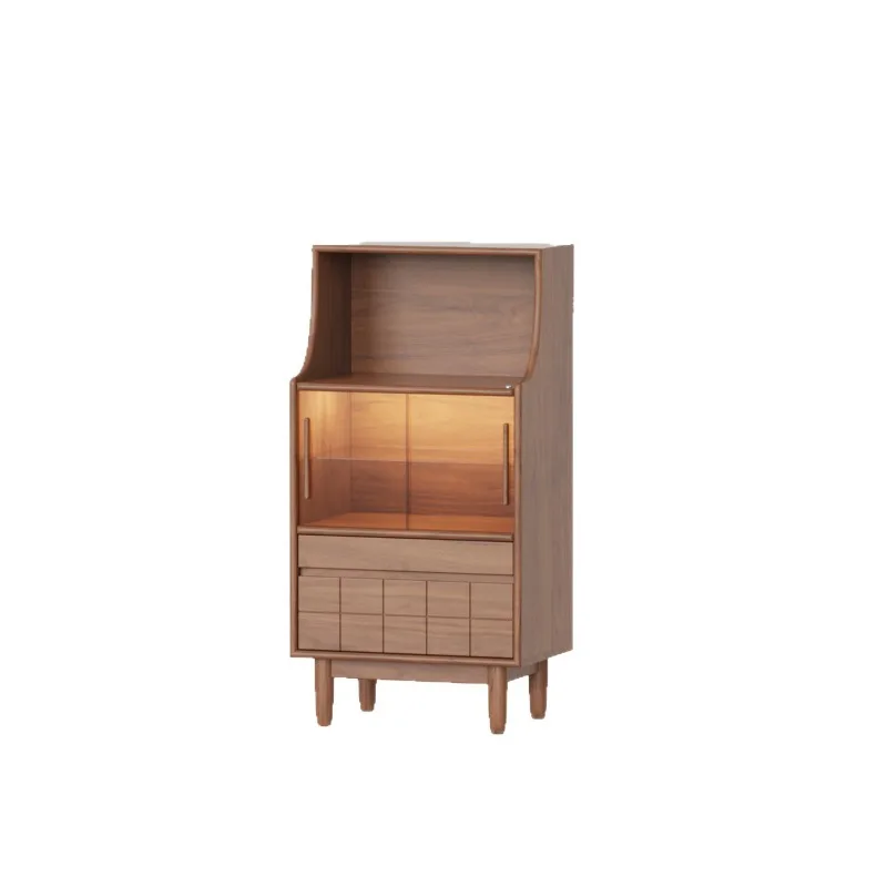 TV side cabinet North American black walnut all-solid wood chest cabinet display cabinet against the wall storage