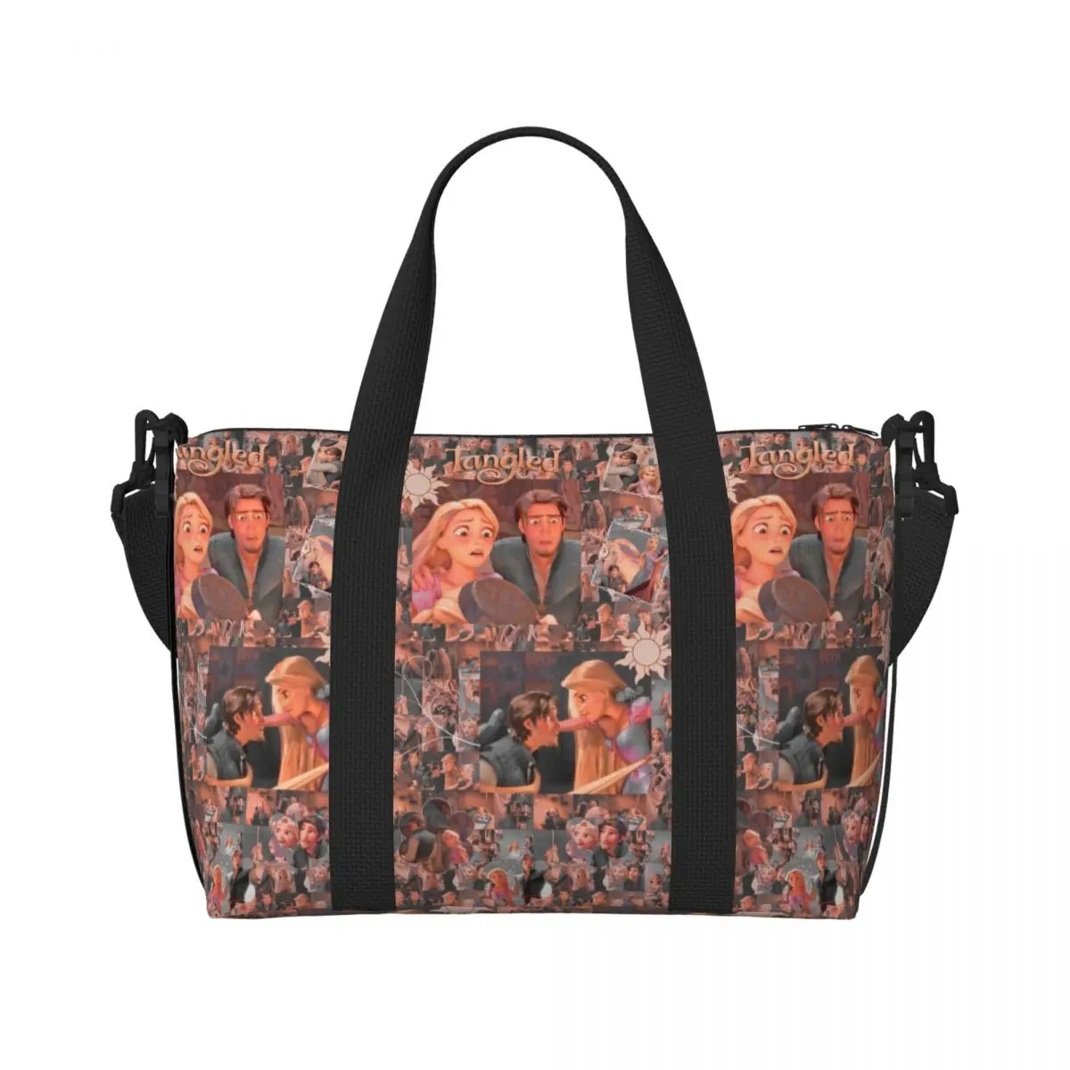 Custom Flynn Rider Tangled Tote Bag for Women Big Capacity Tangled Gym Beach Travel Bags