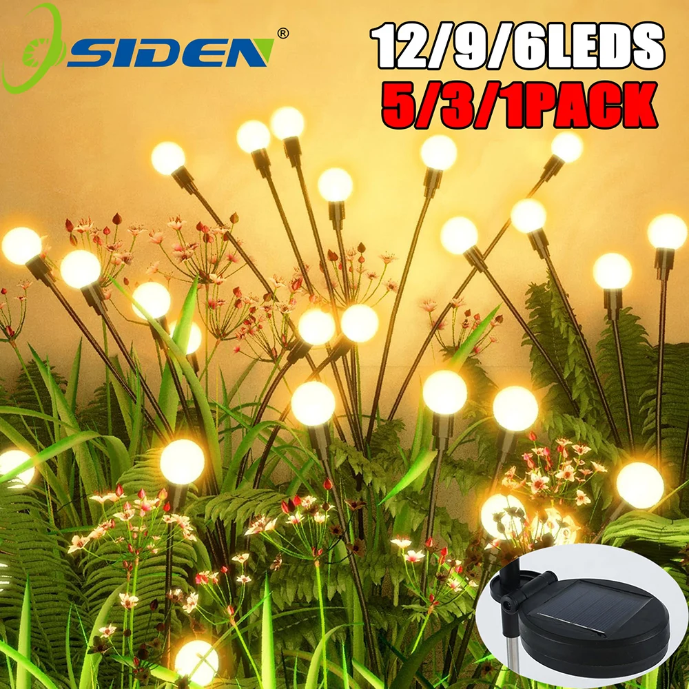 

3/5/1PACK Outdoor Solar Light LED Waterproof Firefly Lights 12LED Lawn Lamp For Patio Pathway Garden Decoration Landscape Lights