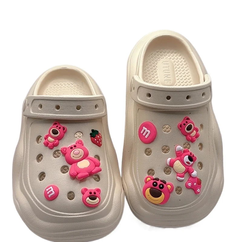 DIY 3D Cute Cartoon Bear Shoe Charms Clogs Slides Sandals Garden Shoes Decorations Charm Set Accessories Kids Gifts