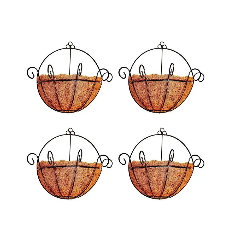 

Wall Hanging Planter for Outdoor Plants 4 Pack, 12 Inch Wall Mounted Flower Baskets with Coco Liner for Outside Plant, Fence Rai