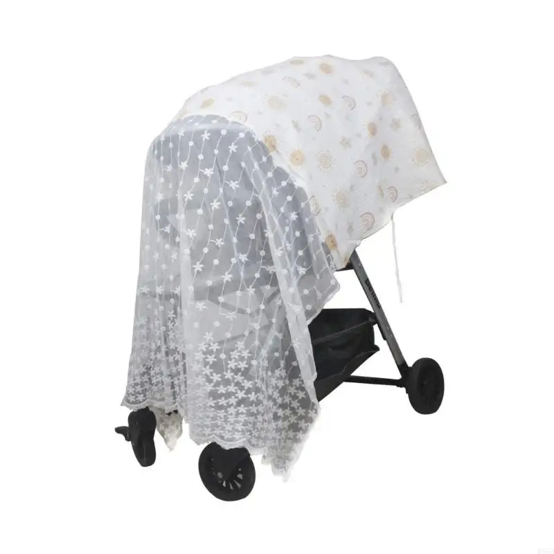 R66D تغطية كاملة عربات الأطفال مظلة Sunshade Fly Net Cotton Place
