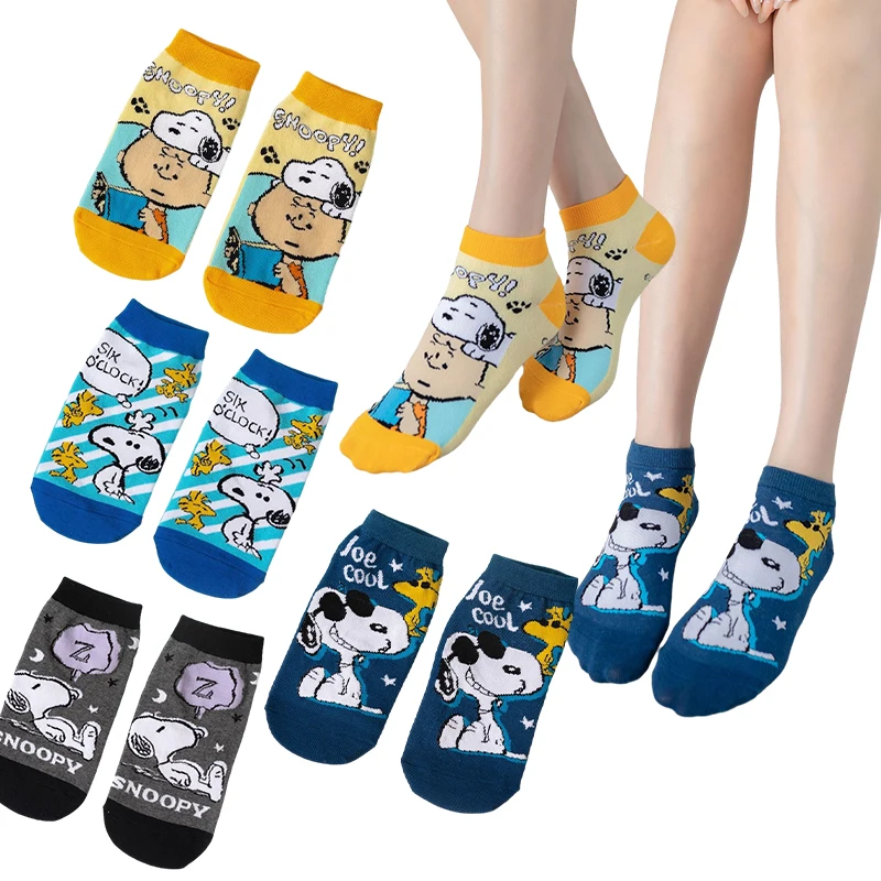 Anime Snoopy Shallow Socks Kawaii Cartoon Girls Boys Summer Fashion All-Match Cotton Boat Sock Soft Breathable Short Socks Gifts