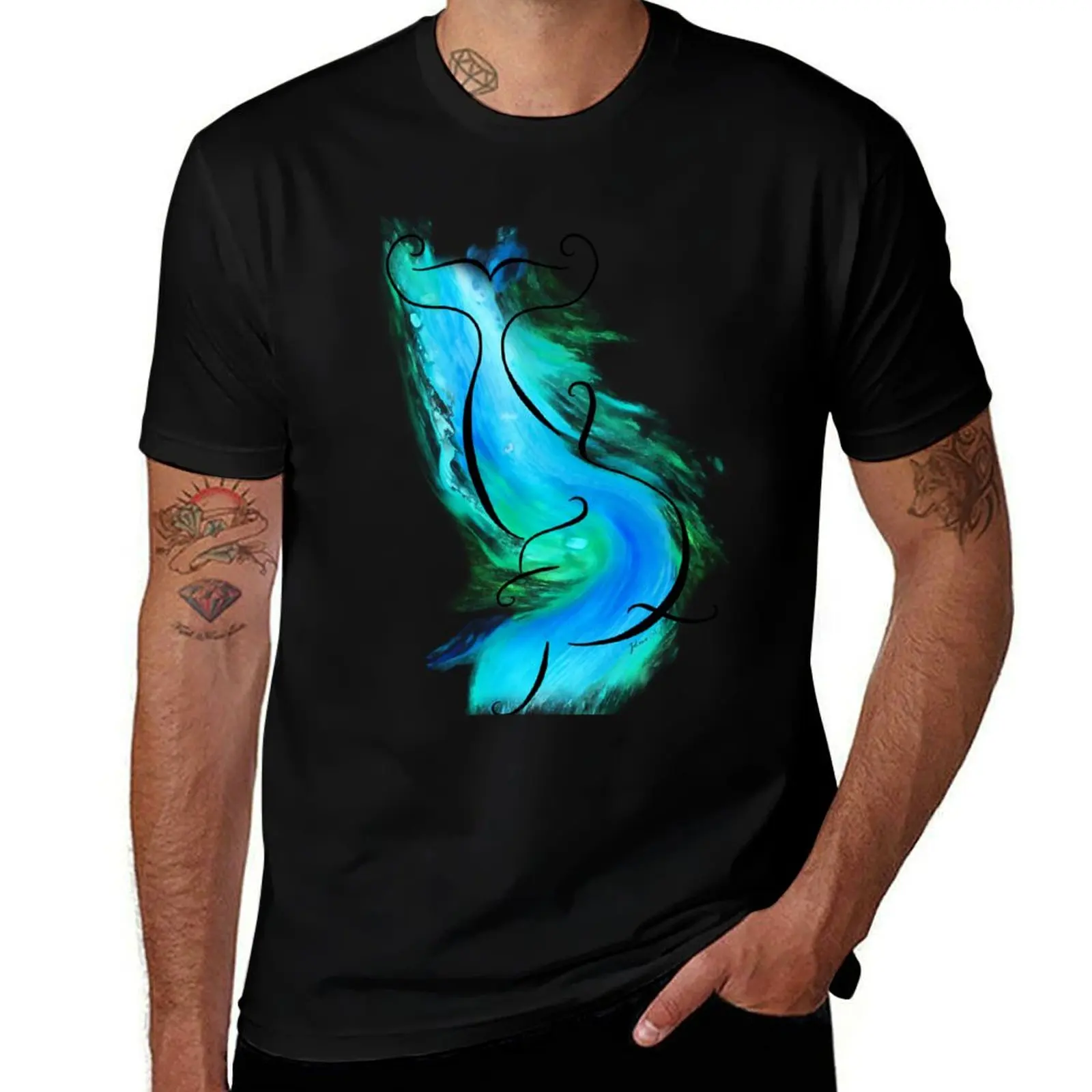 Watercolour splash dolphin T-Shirt Casual Pattern Print Tee Shirt