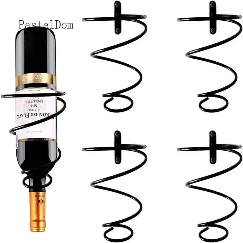 Black European Style Wrought Iron Wall Mounted Rack, Wall Hanging Decor, Wine Bottle and Hair Dryer Storage Holder