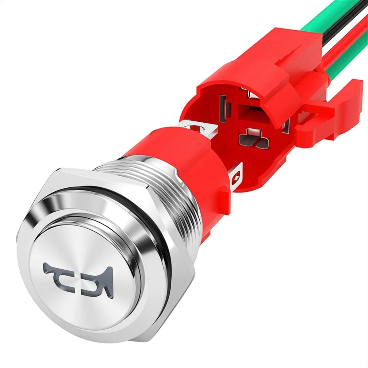 HITL Horn Button 12V 20A Heavy Duty 16MM Metal Horn Switch Speaker LED Stainless Steel Momentary Push Button Switch