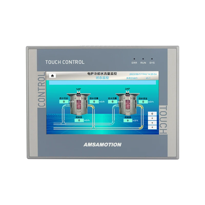 AMSAMOTION 4.3/7 Inch HMI PLC All-in-one Touch Panel Compatible Mitsubishi FX3U 8DI8DO 4AI2AO PT100 RS485 RS232 Control Panel
