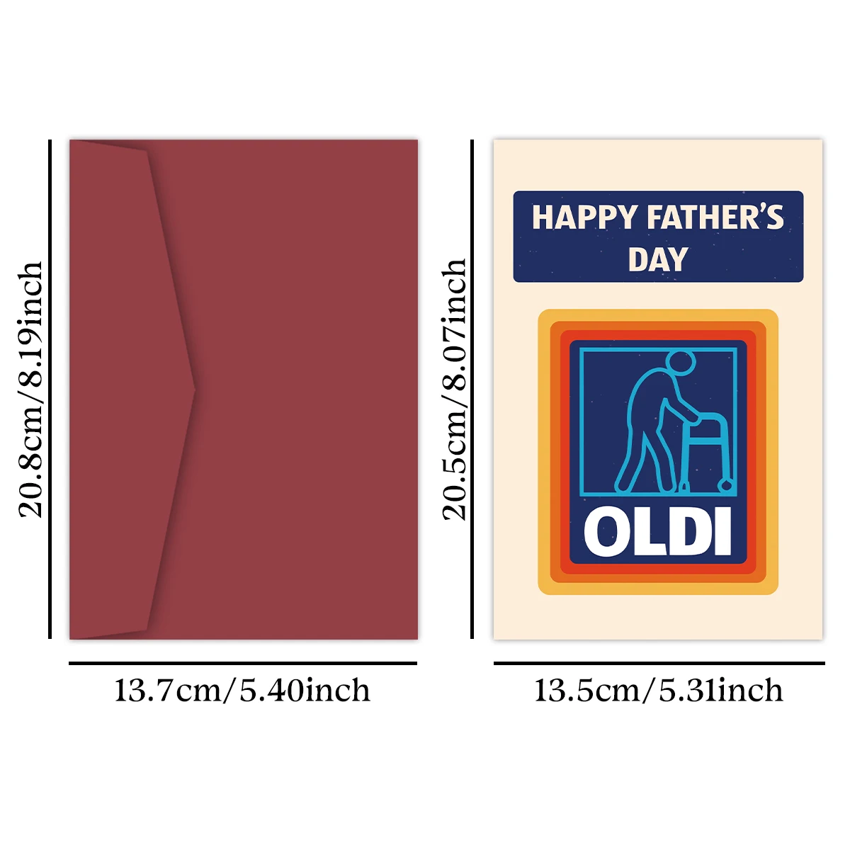 1PC Happy Father's Day OLDI Card with Envelope,Funny Father's Day Greeting Card from Daughter, Unique Birthday Card Gift for Dad