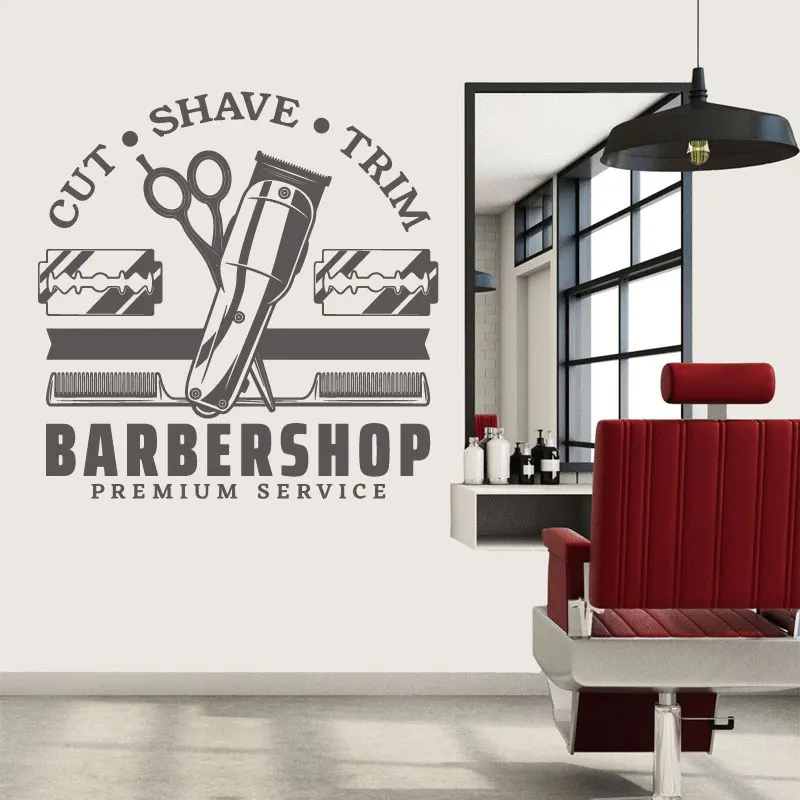 Barber shop shop sign wall sticker professional service razor razor barber hair salon window door decorative vinyl decals LF9