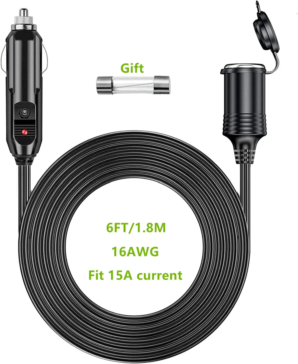 

12 В удлинитель прикуривателя между мужчинами и женщинами, сверхмощный удлинительный кабель, совместимый с воздушным компрессором, автомобильным пылесосом